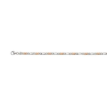 Bracelet Carrera/Figaro Bicolor Rot-/Weissgold 750, 22cm, 3.5mm