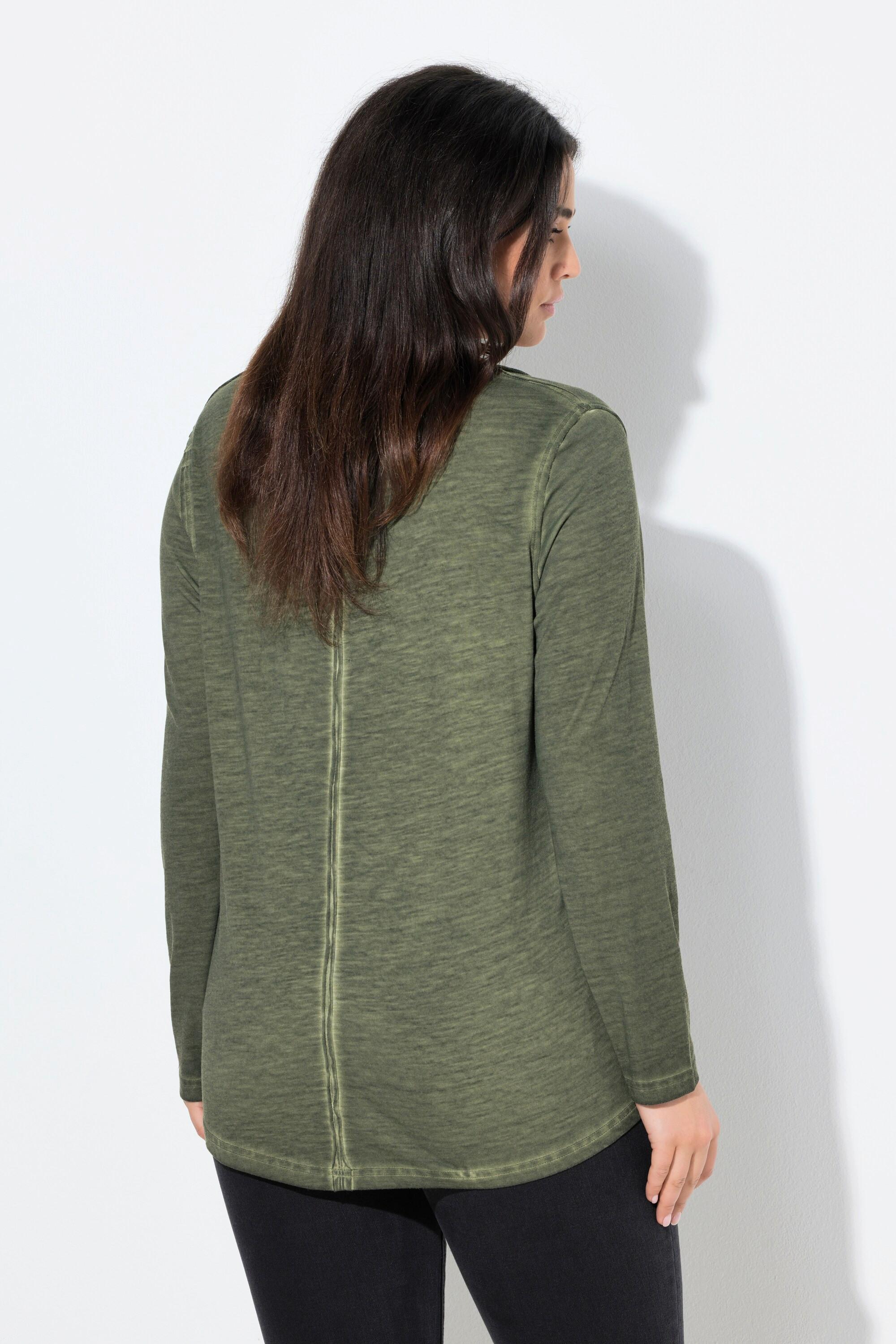 Ulla Popken Maglia Classica Maniche Lunghe Scollo a V Bordi Arrotolati  