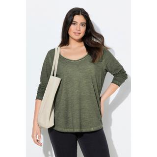 Ulla Popken Maglia Classica Maniche Lunghe Scollo a V Bordi Arrotolati  