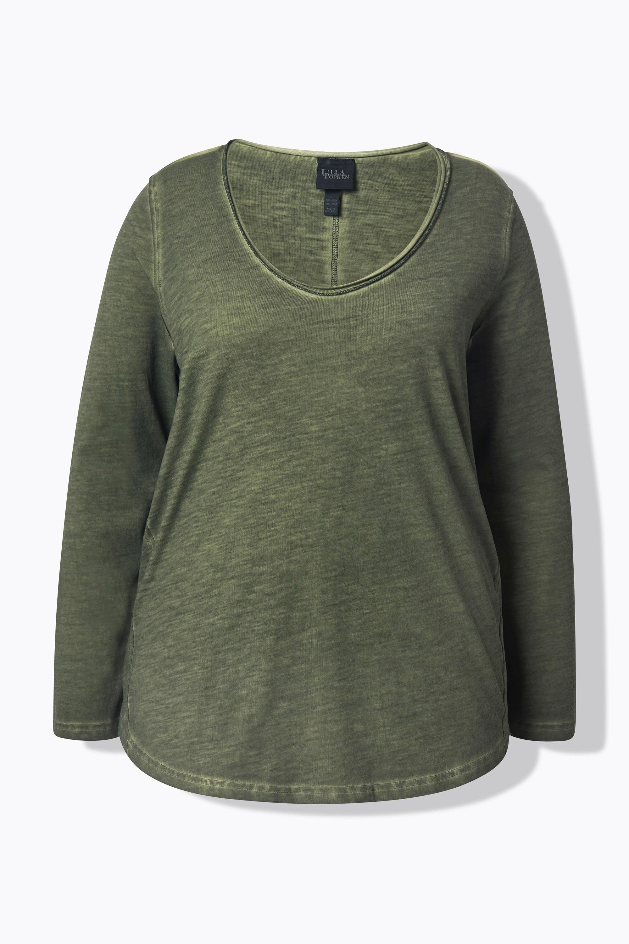 Ulla Popken Maglia Classica Maniche Lunghe Scollo a V Bordi Arrotolati  