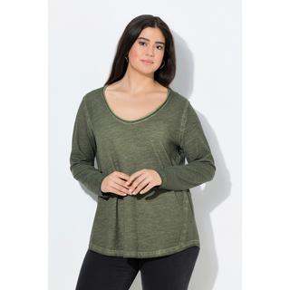 Ulla Popken Maglia Classica Maniche Lunghe Scollo a V Bordi Arrotolati  