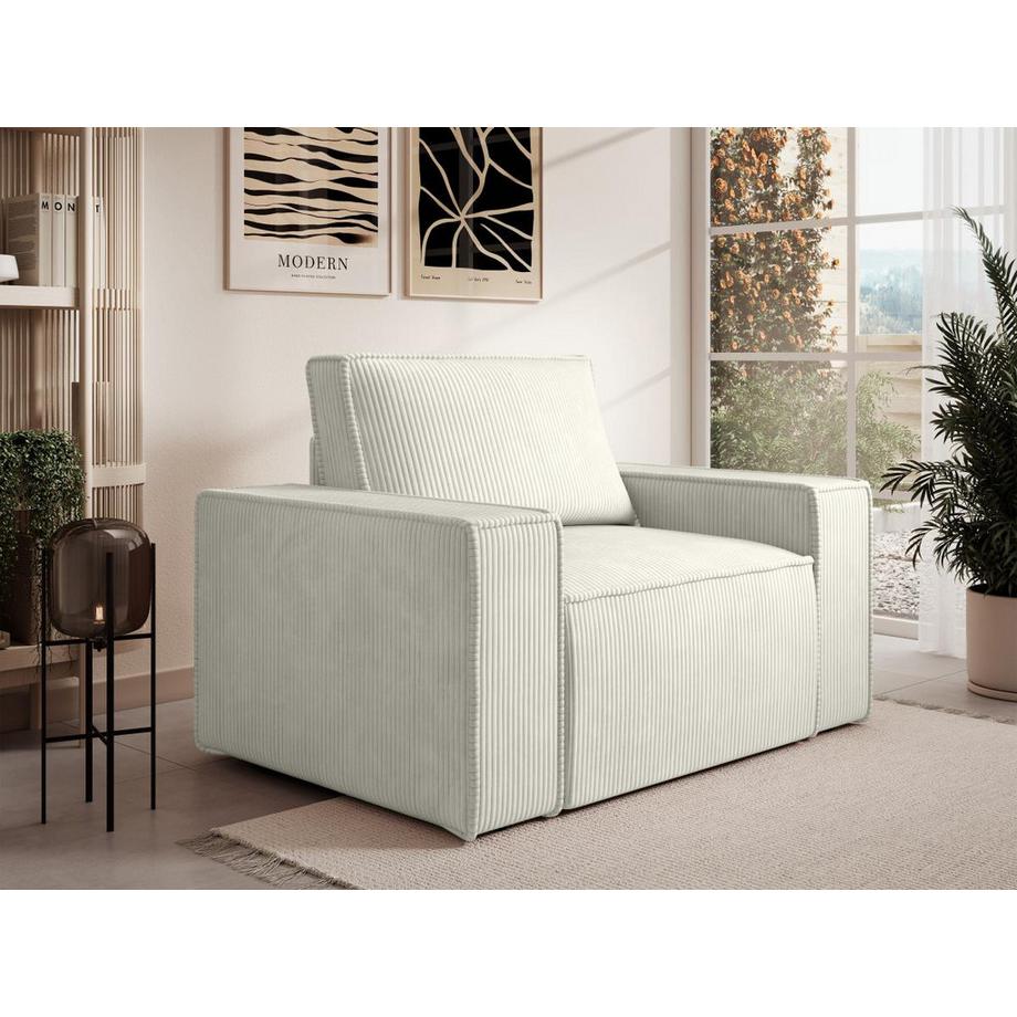 PASCAL MORABITO Fauteuil en velours côtelé blanc AMELIA  