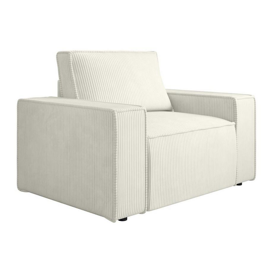 Fauteuil en velours côtelé blanc AMELIA