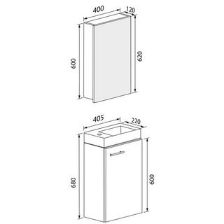 VCM 3-tlg Badmöbel Set Gäste WC Gästebad Waschplatz Waschtisch klein schmal Slito SC  