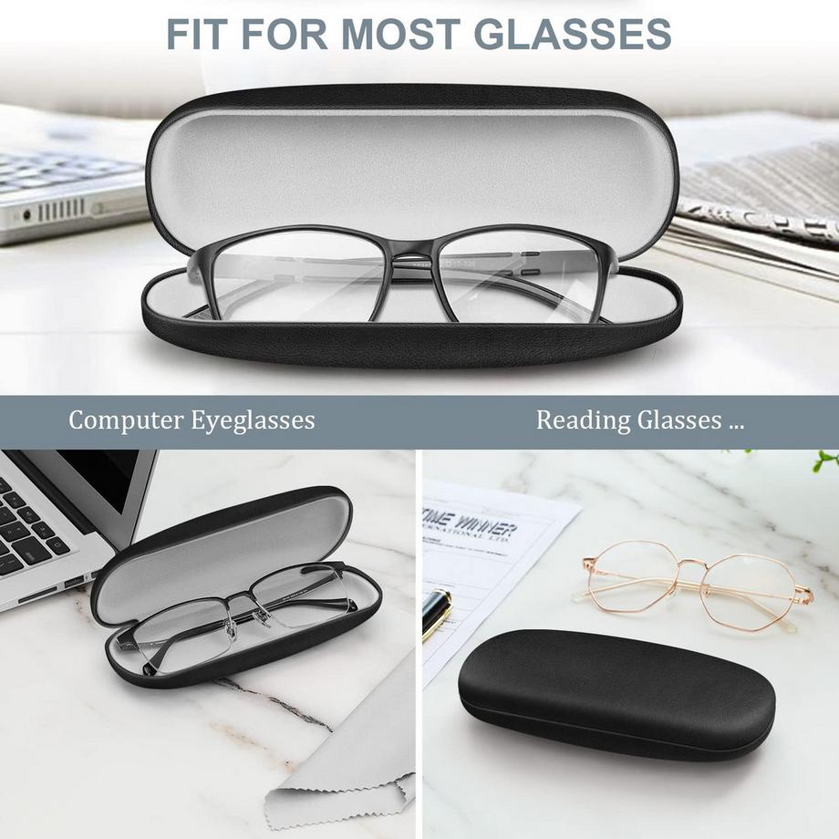Only-bags.store Etui à lunettes portable à coque dure avec chiffon de nettoyage  