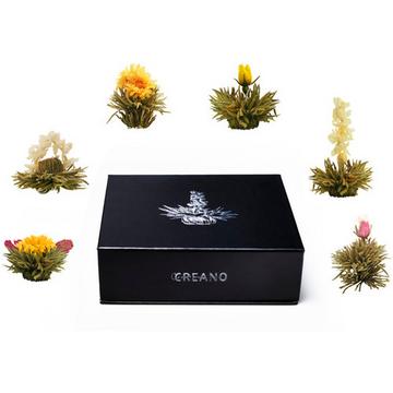 Coffret Creano 6 fleurs de thé blanc dans une boîte en métal