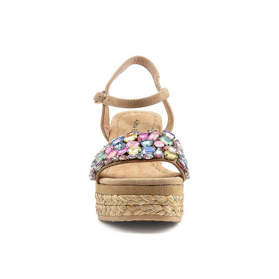 Alma En Pena 1352 Sandali con Zeppa e Plateau Impreziositi  