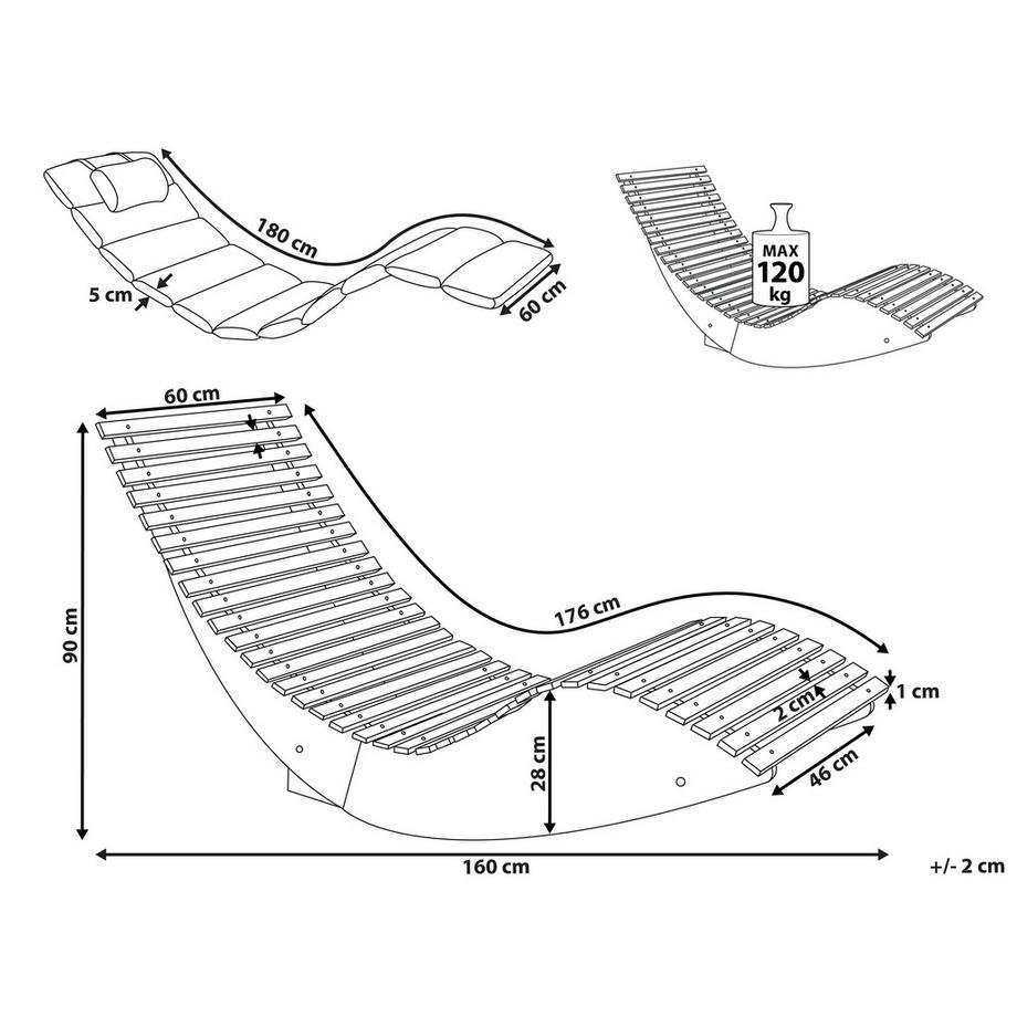 Beliani Transat avec coussin en Acacia  BRESCIA PREMIUM  