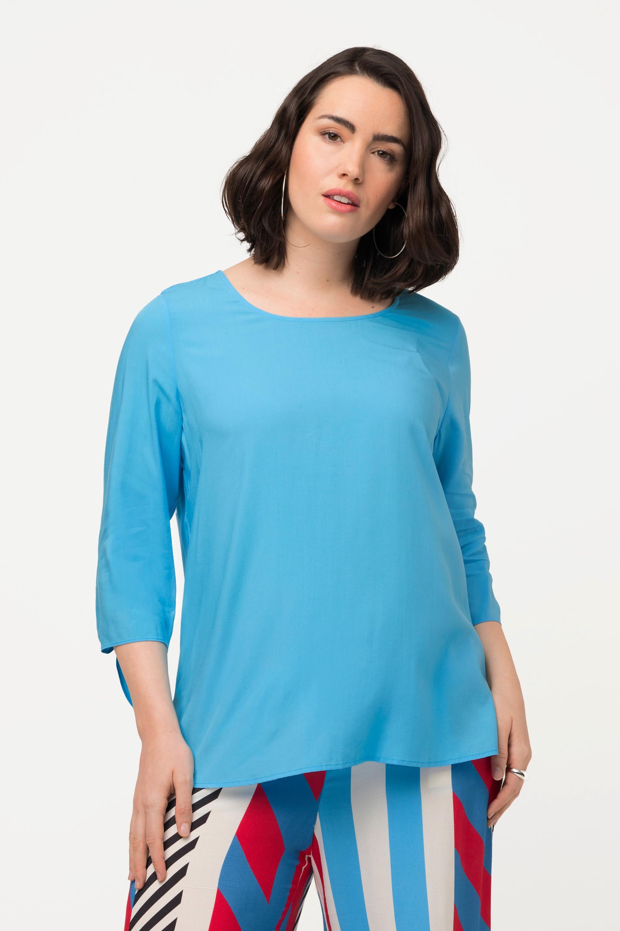 Ulla Popken  Bluse, Oversized, Saumschleife, Rundhals, 3/4-Arm 