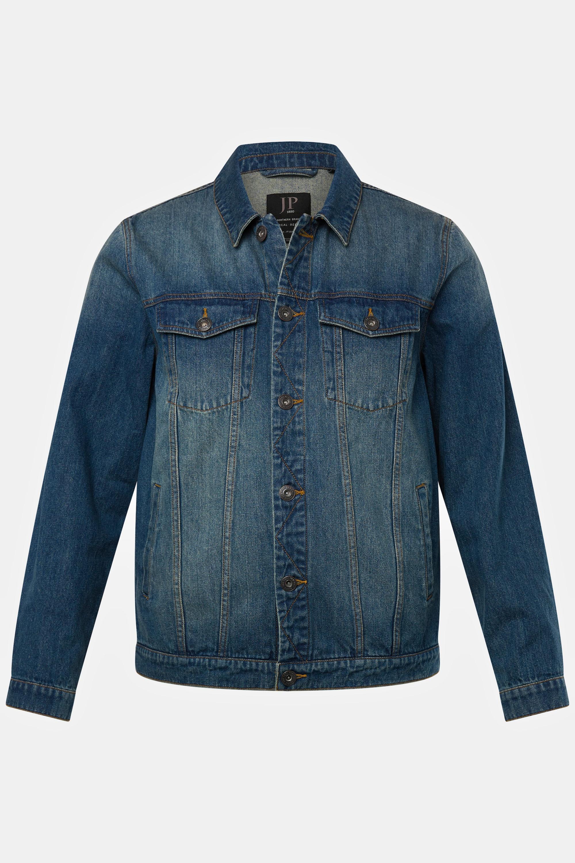 JP1880  Veste en jean. Poches poitrine et patte de boutonnage. Jusqu'au 8XL 