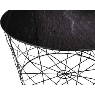 mutoni Tavolino con cestello in metallo marmo nero rotondo 80x80  