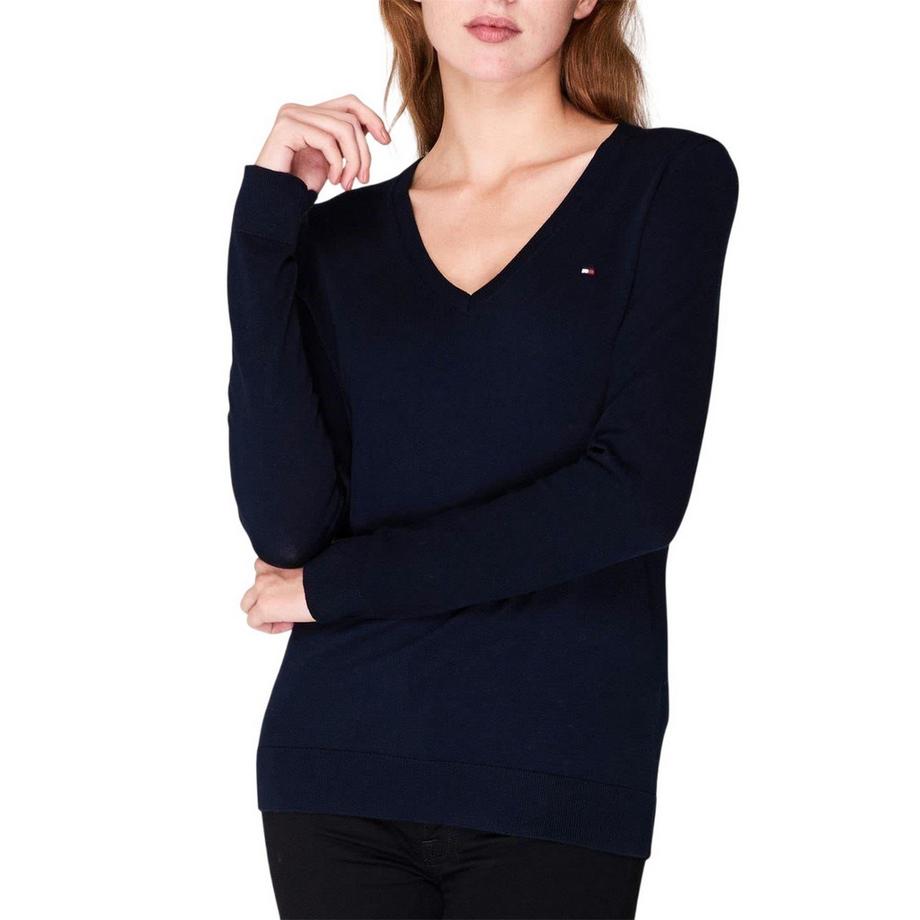 TOMMY HILFIGER Top In Maglione Cotone Scollo A V  