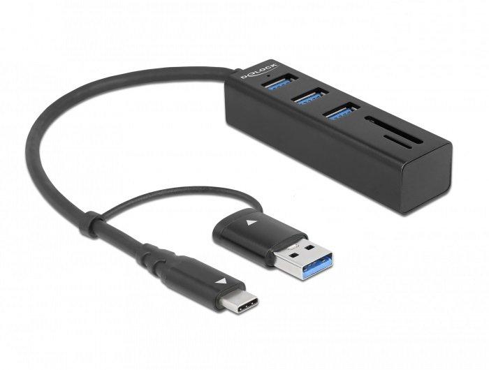 DeLock  63859 Schnittstellen-Hub USB 3.2 Gen 1 (3.1 Gen 1) Type-A + Type-C 5000 Mbit/s 