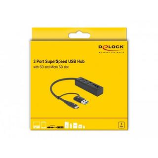 DeLock  63859 Schnittstellen-Hub USB 3.2 Gen 1 (3.1 Gen 1) Type-A + Type-C 5000 Mbit/s 