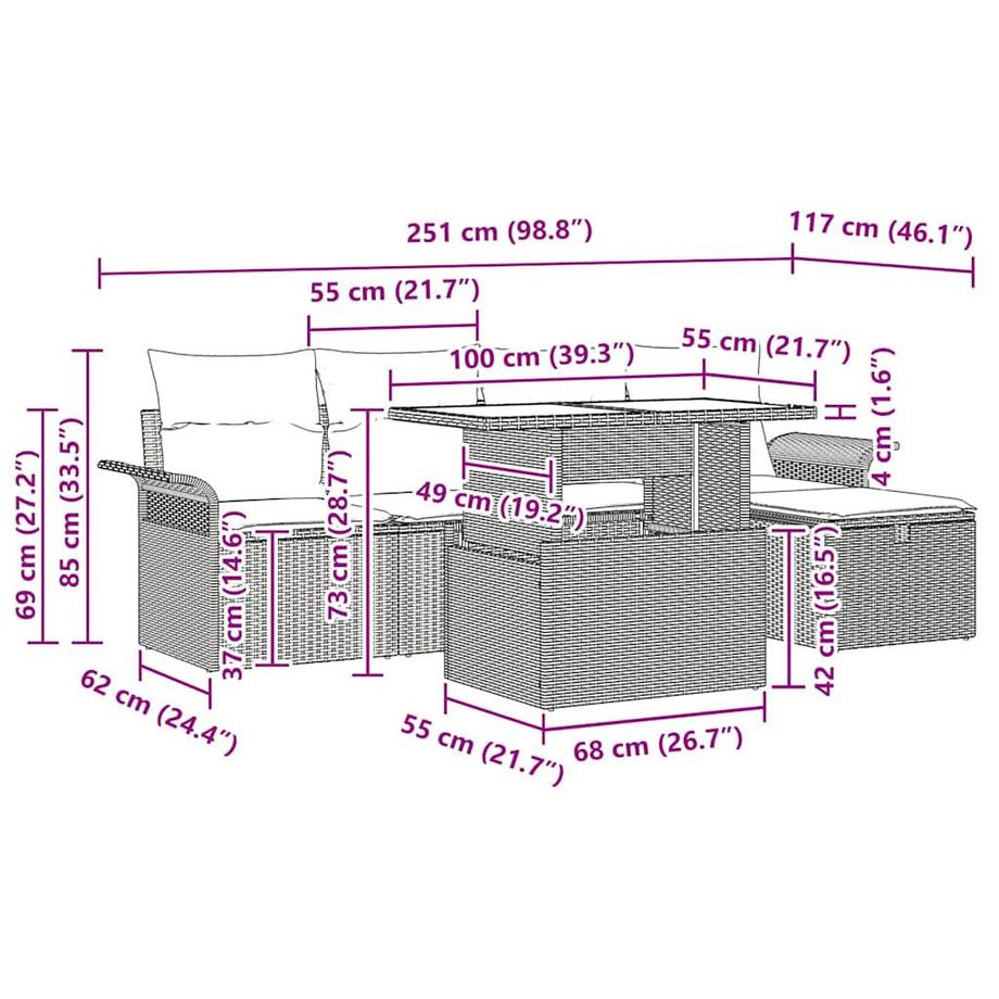 VidaXL Garten-sofa poly-rattan  