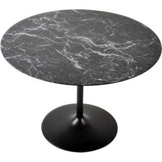 mutoni Table à manger marbre noir rond 110x110  