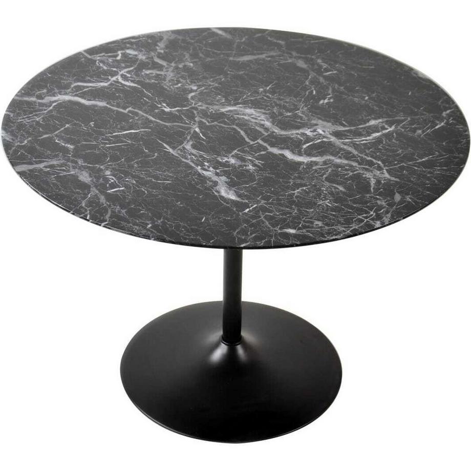 mutoni Table de salle à manger en marbre noir ronde 110x110  