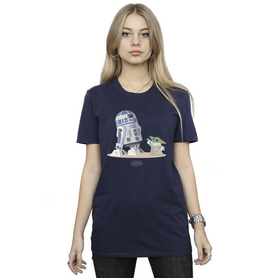 STAR WARS T-Shirt The Mandalorian con stampa R2-D2 e Grogu  