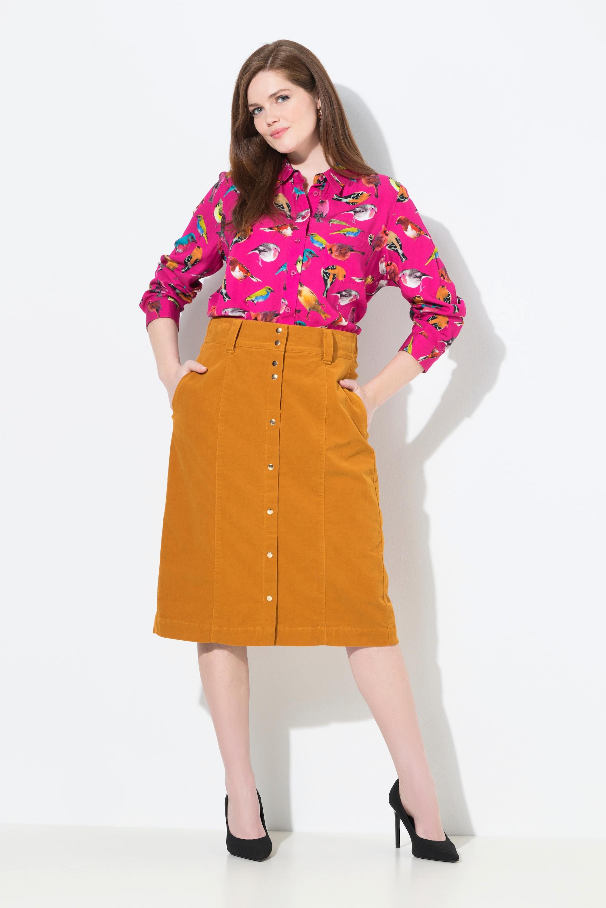 Ulla Popken Cordrock A-Linie mit Druckknopfleiste  