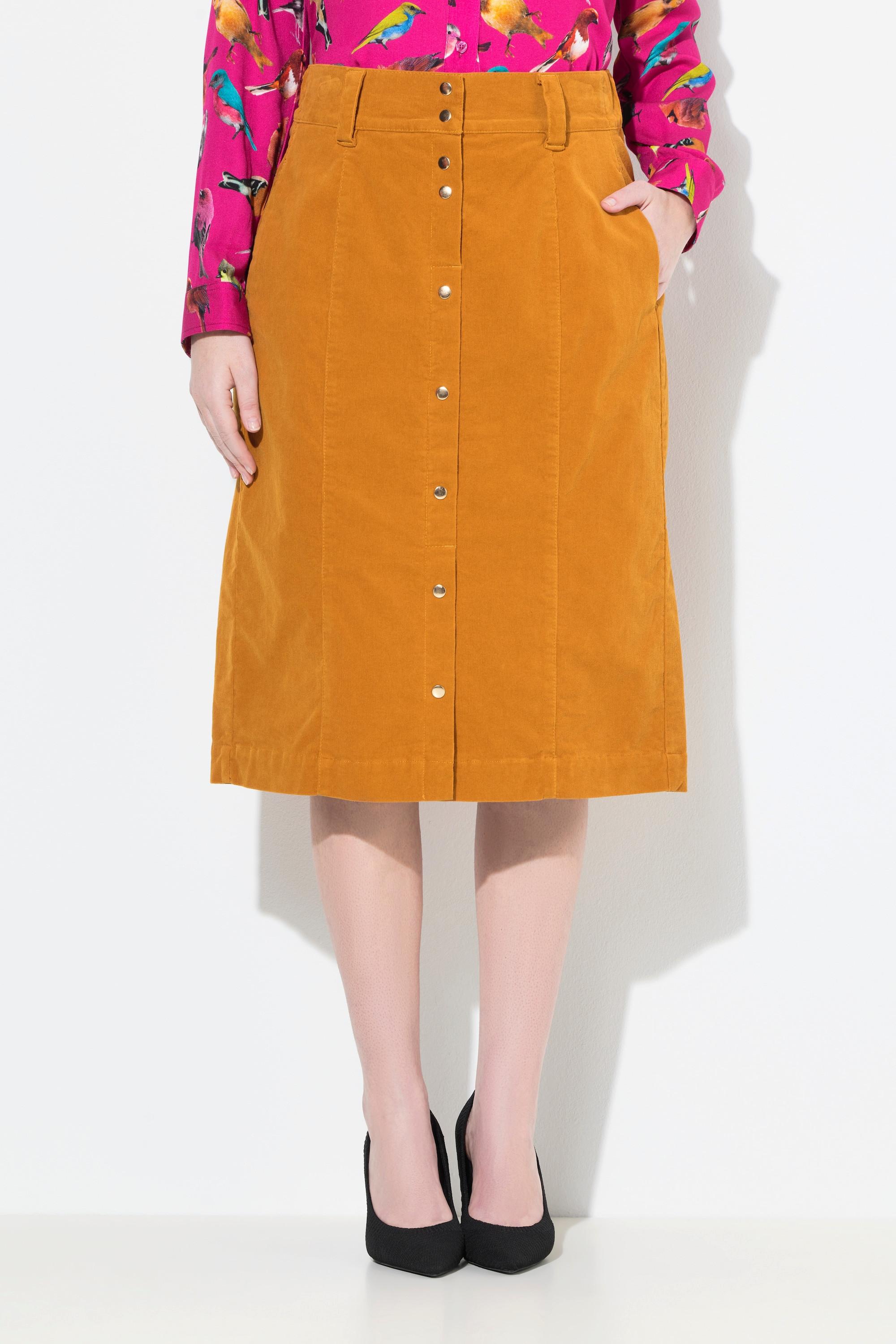 Ulla Popken Cordrock A-Linie mit Druckknopfleiste  