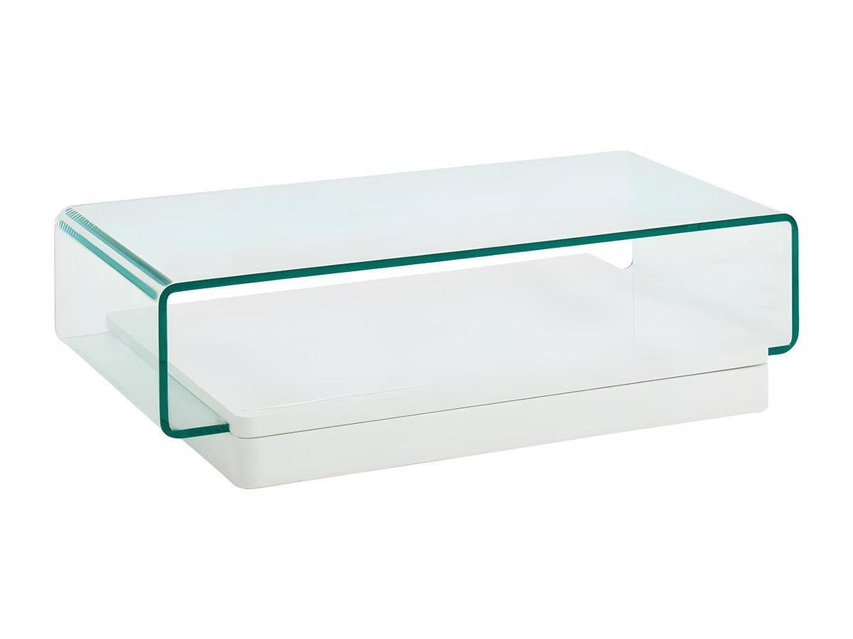 Vente-unique Table basse GLOSSIE Verre courbé MDF laqué  