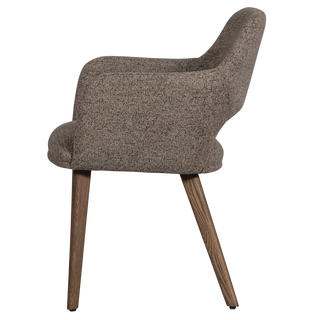 mutoni Chaise avec accoudoirs Murat taupe avec pied en bois brun foncé  
