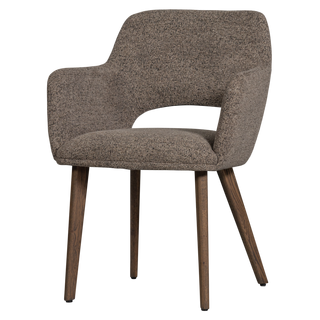 mutoni Chaise avec accoudoirs Murat taupe avec pied en bois brun foncé  