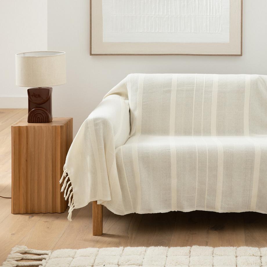 Plaid artisanal frangé coton