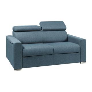 LINEA SOFA Canapé 2 places convertible express en tissu bleu - couchage 120 cm - Matelas 16 cm mémoire de forme VIZIR  