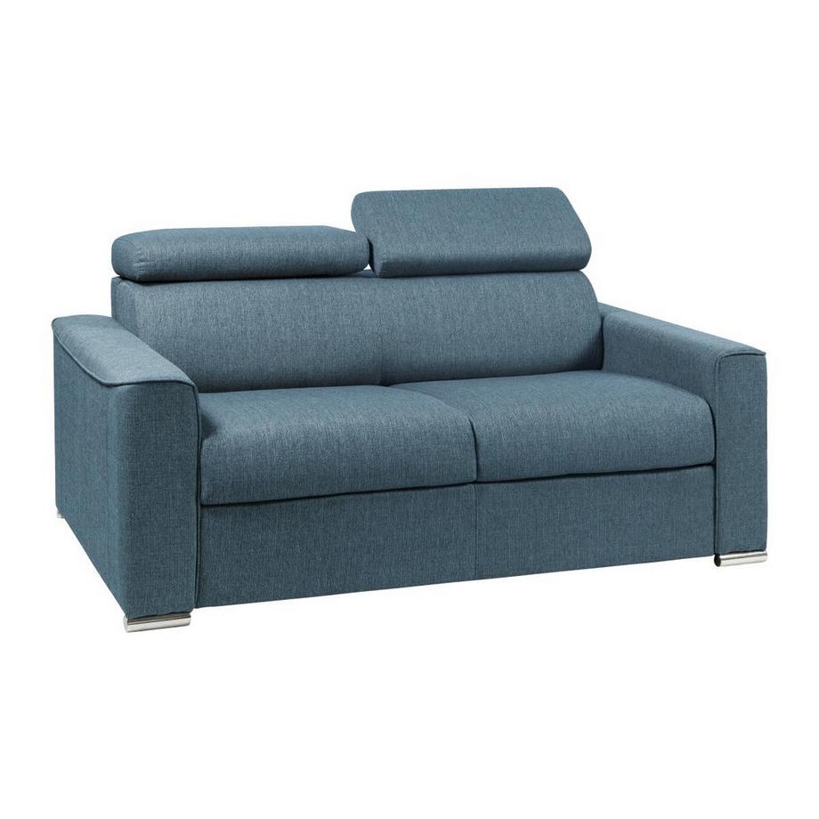 Schlafsofa 2-Sitzer - Liegefläche: 120 cm - Matratzenhöhe: 16 cm mit Memory Schaum - Stoff - Blau - VIZIR