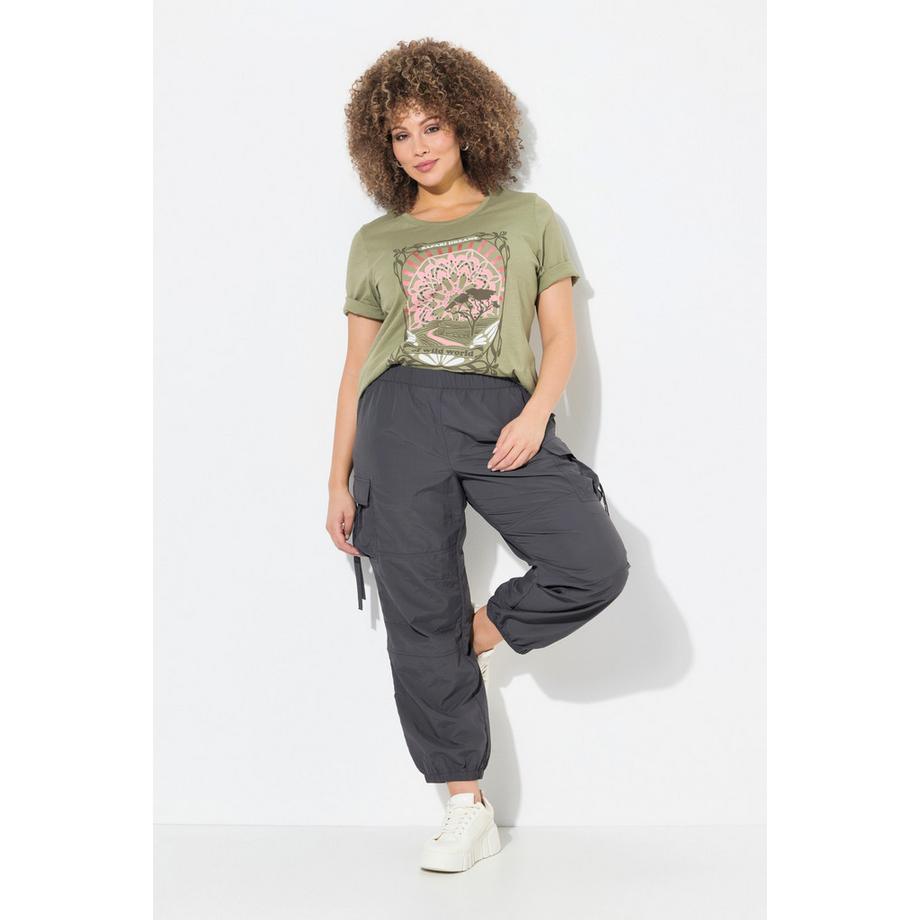 Ulla Popken Cargohose Utility-Style Elastikbund Gummisaum  