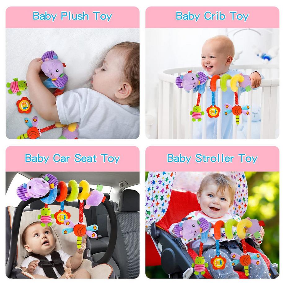 Activity-board  Kinderwagen Spielzeug, Spirale mit Musik, Krippe oder Autositz Spielzeug, Geschenk für ein Neugeborenes 