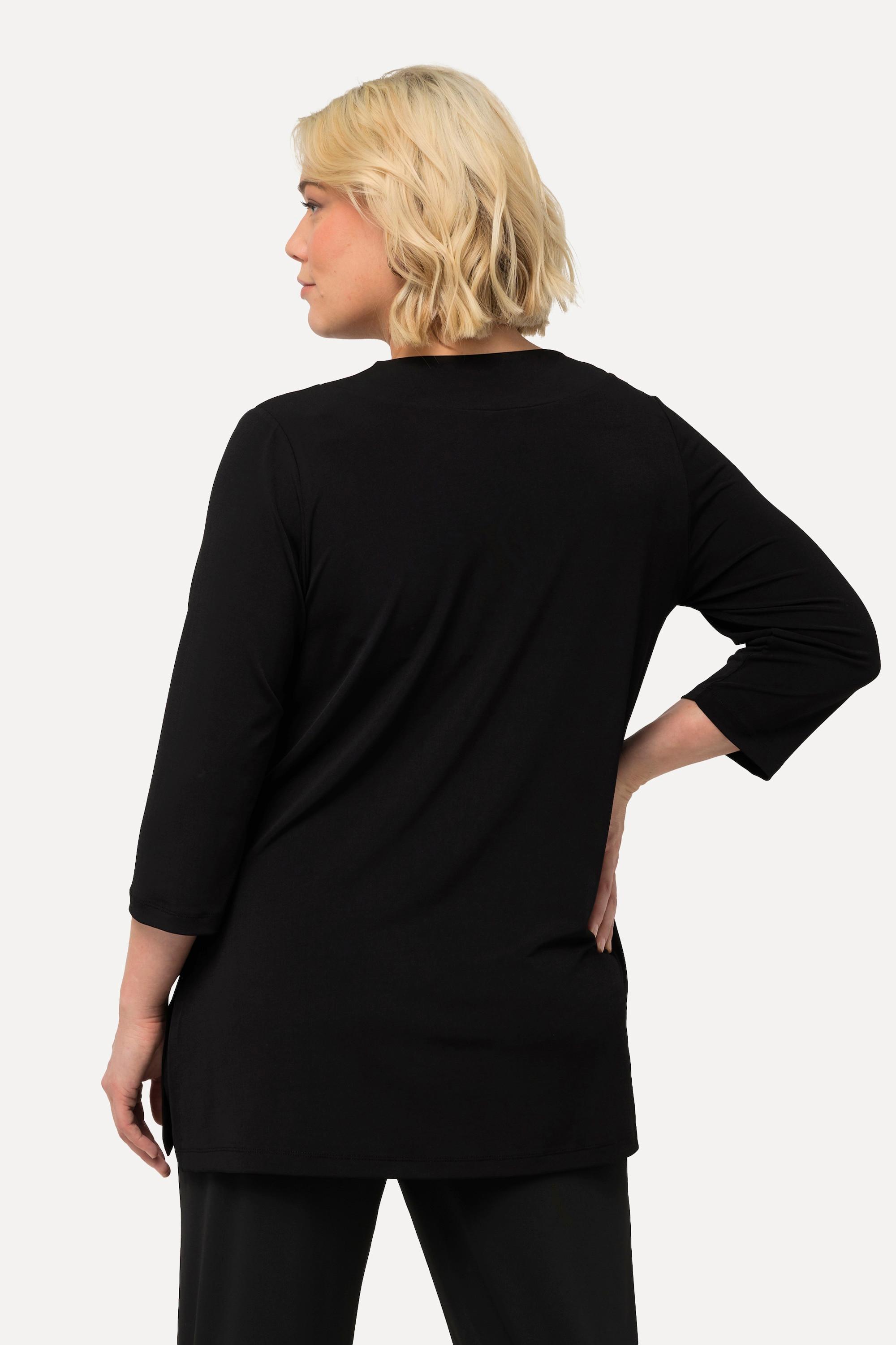 Ulla Popken  Longshirt, A-Linie, V-Ausschnitt, 3/4-Ärmel 