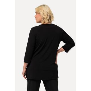 Ulla Popken  T-shirt long, décolleté en V, manches 3/4 