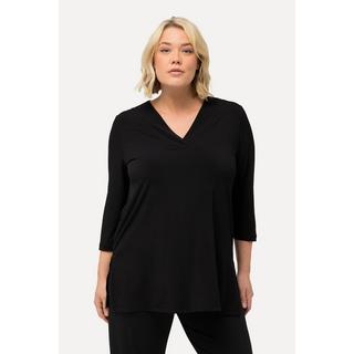 Ulla Popken  T-shirt long, décolleté en V, manches 3/4 