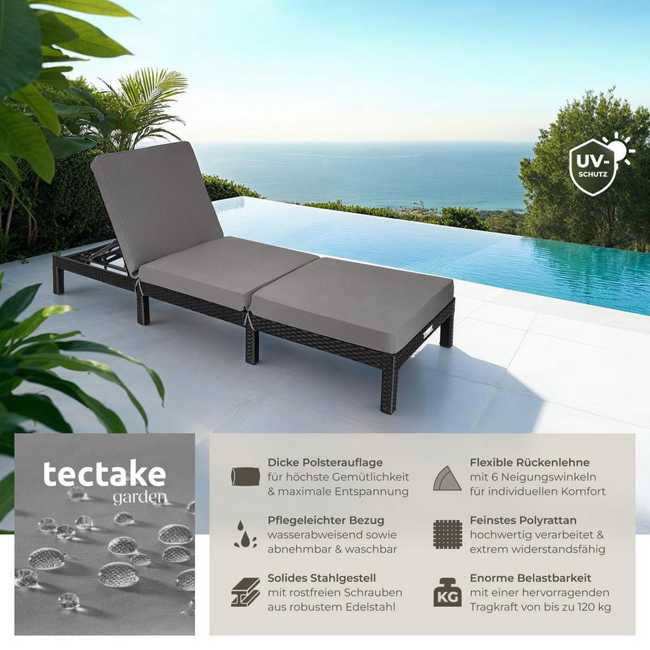 Tectake Lettino prendisole in rattan  Sofia robusto  