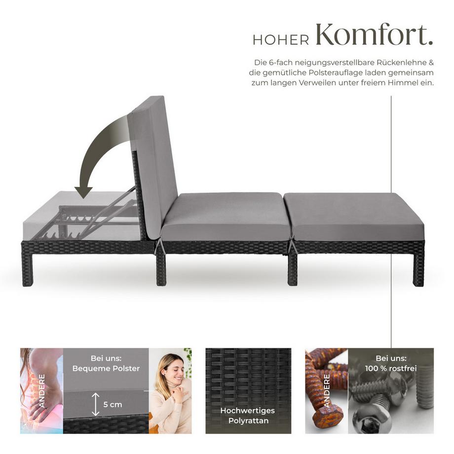 Tectake Lettino prendisole in rattan  Sofia robusto  