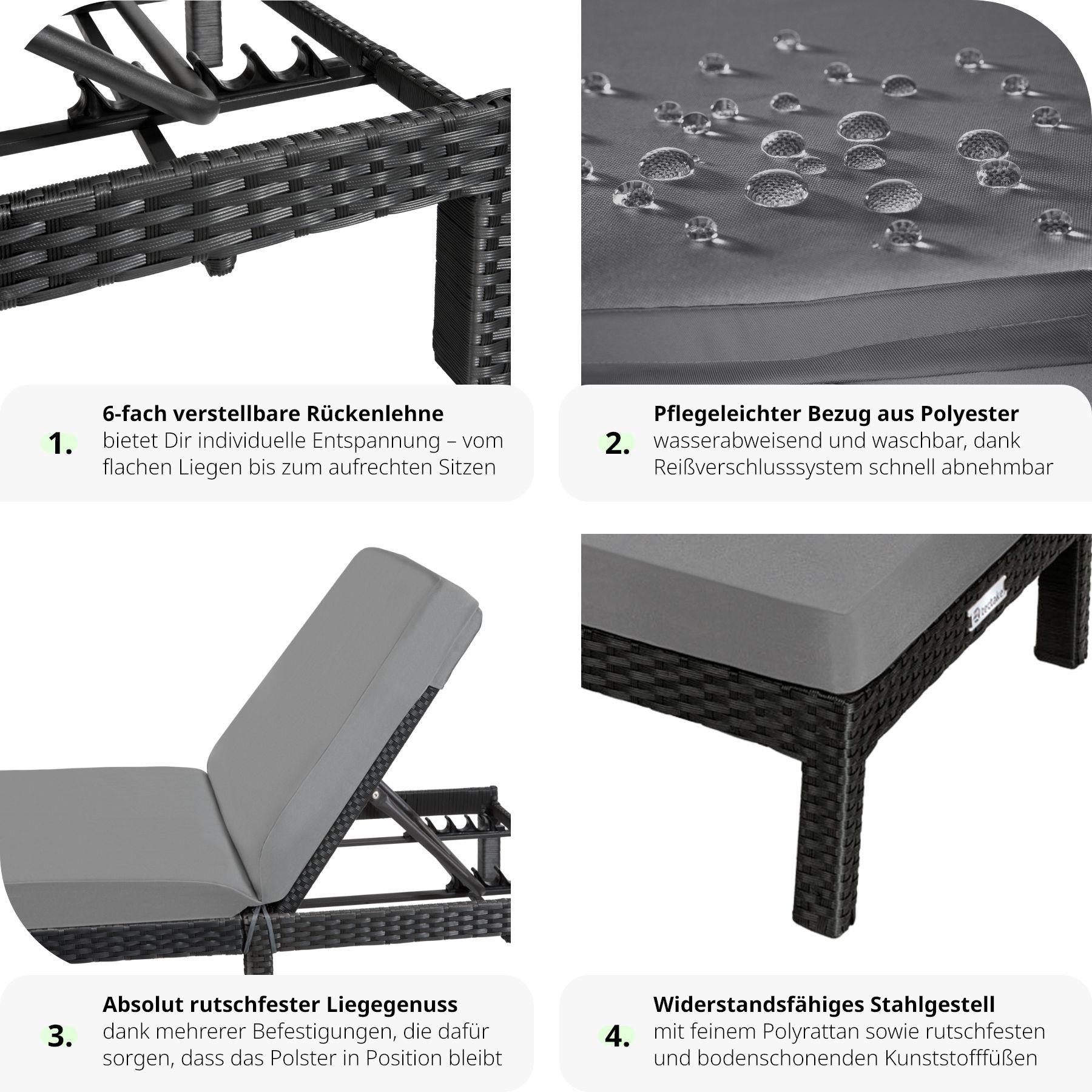 Tectake lettino prendisole in rattan Sofia  