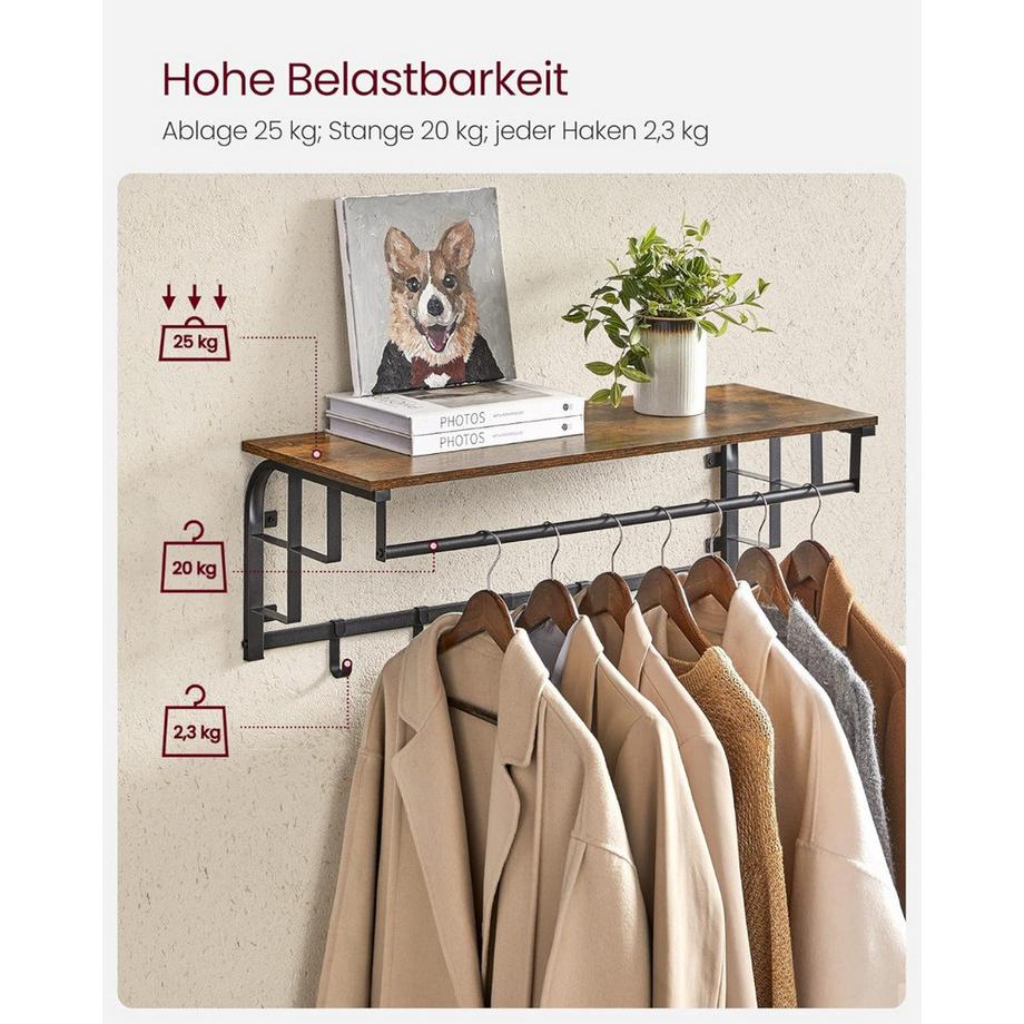 Songmics Wandgarderobe mit Aufbewahrungsregal  
