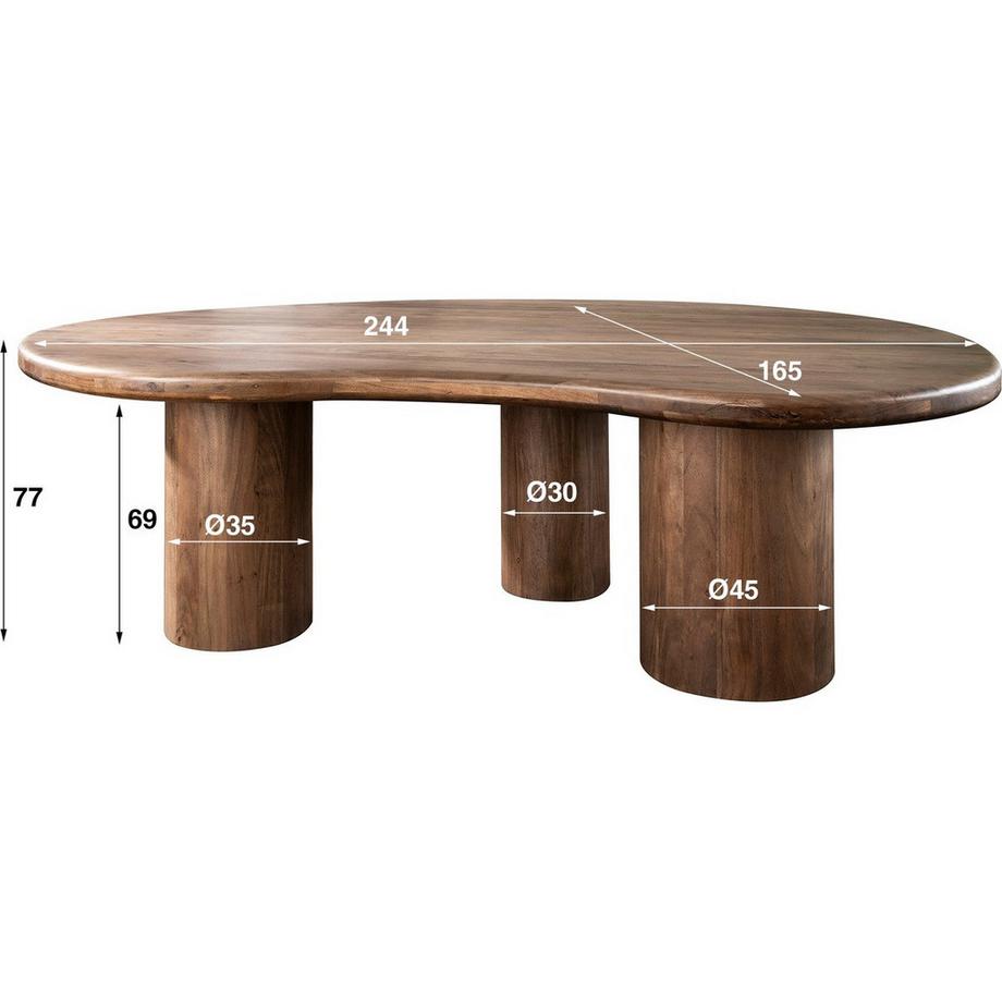 mutoni Table en bois massif Sculpture acacia drift brown 244x165  