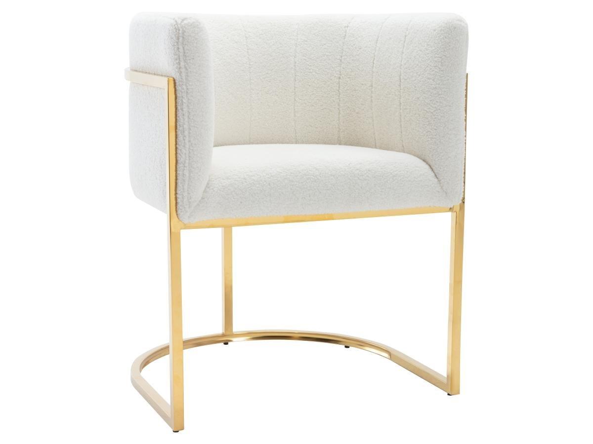 PASCAL MORABITO Lot de 2 chaises avec accoudoirs - Tissu bouclette et acier inoxydable - Blanc et doré - PERIA de Pascal MORABITO  