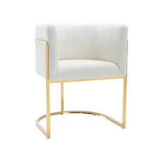 PASCAL MORABITO Lot de 2 chaises avec accoudoirs - Tissu bouclette et acier inoxydable - Blanc et doré - PERIA de Pascal MORABITO  