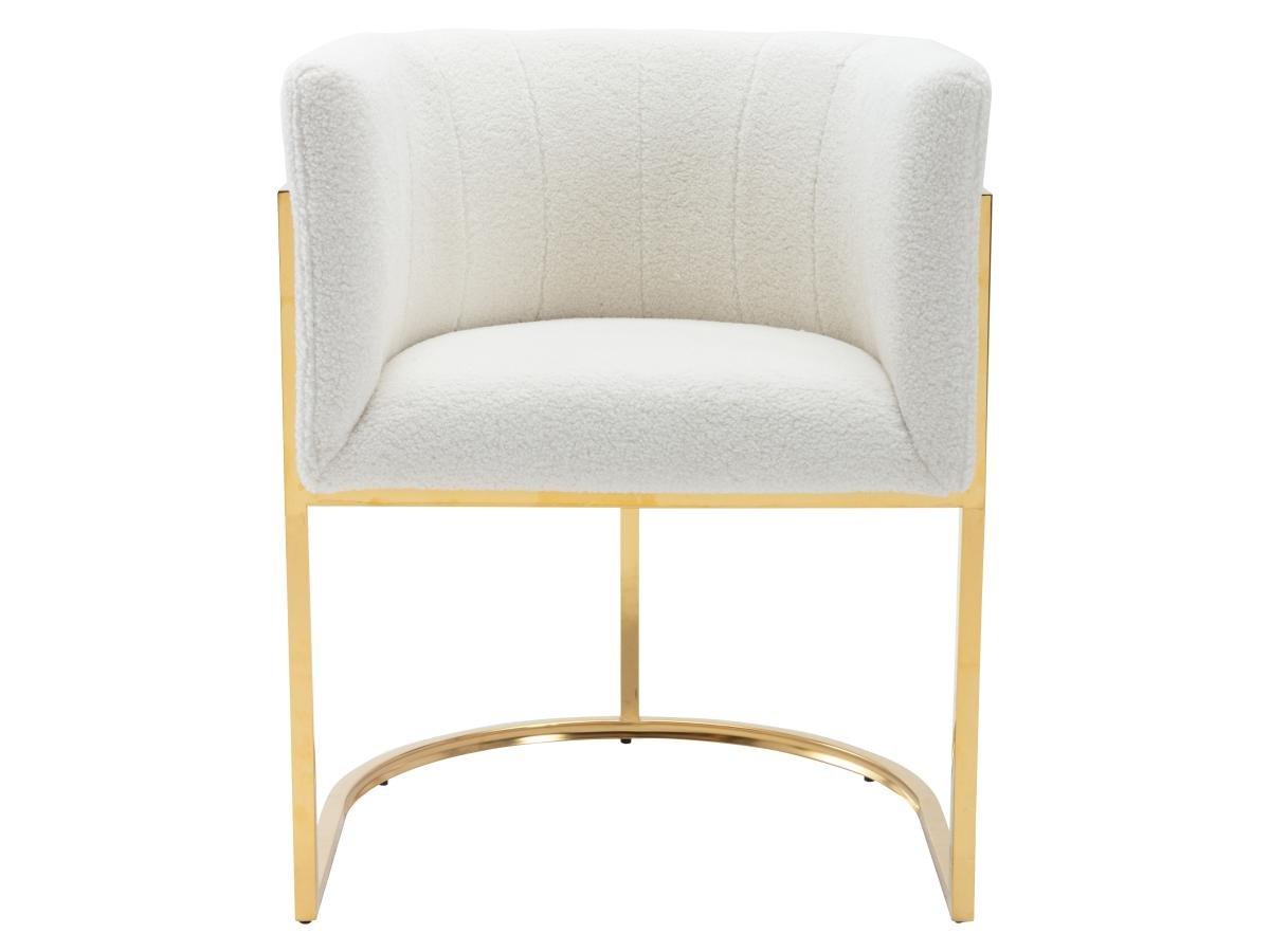 PASCAL MORABITO Lot de 2 chaises avec accoudoirs - Tissu bouclette et acier inoxydable - Blanc et doré - PERIA de Pascal MORABITO  