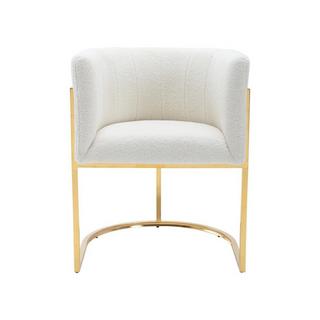 PASCAL MORABITO Lot de 2 chaises avec accoudoirs - Tissu bouclette et acier inoxydable - Blanc et doré - PERIA de Pascal MORABITO  