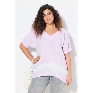 Ulla Popken Blouse en Mousseline Oversize Col V Manches Courtes  