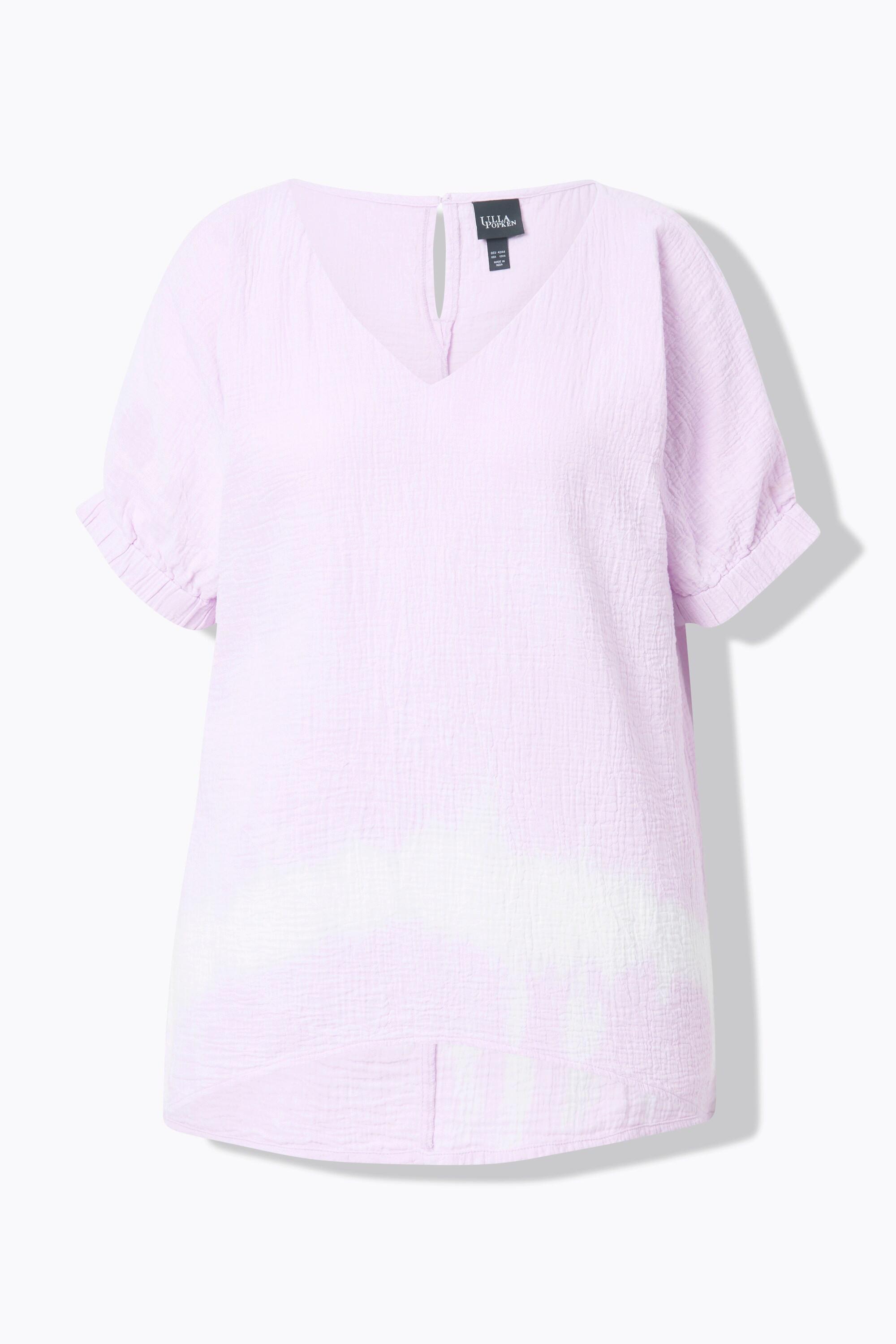 Ulla Popken Blouse en Mousseline Oversize Col V Manches Courtes  