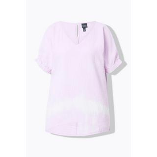 Ulla Popken Blouse en Mousseline Oversize Col V Manches Courtes  