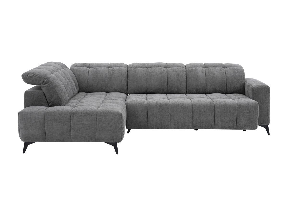 Vente-unique Eckrelaxsofa elektrisch - Ecke links - mit ausziehbarer Sitzfläche - Stoff - Anthrazit - LAMPARO  