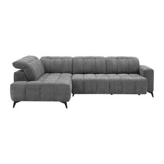 Vente-unique Eckrelaxsofa elektrisch - Ecke links - mit ausziehbarer Sitzfläche - Stoff - Anthrazit - LAMPARO  