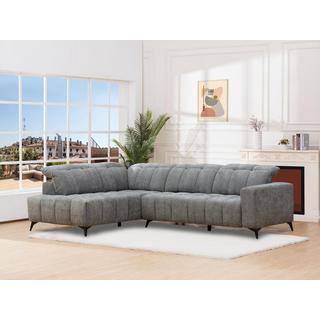 Vente-unique Eckrelaxsofa elektrisch - Ecke links - mit ausziehbarer Sitzfläche - Stoff - Anthrazit - LAMPARO  